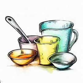 Sketch of measuring cups