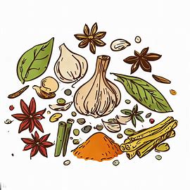 Watercolor sketch of spices