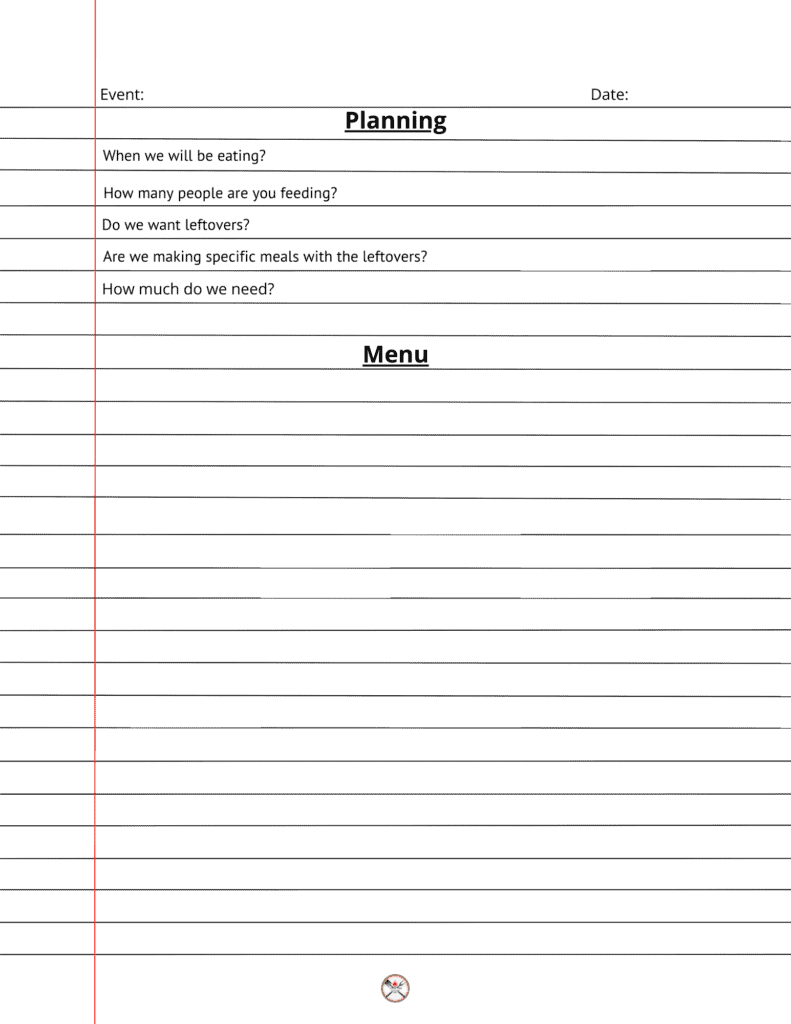Holiday Meal Planning Template