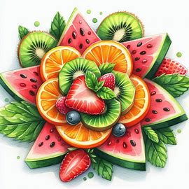A flower made of different fruits