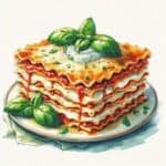 A plate of delicious looking lasagna