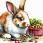 Pet rabbit at meal time