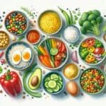 a group of bowls of food