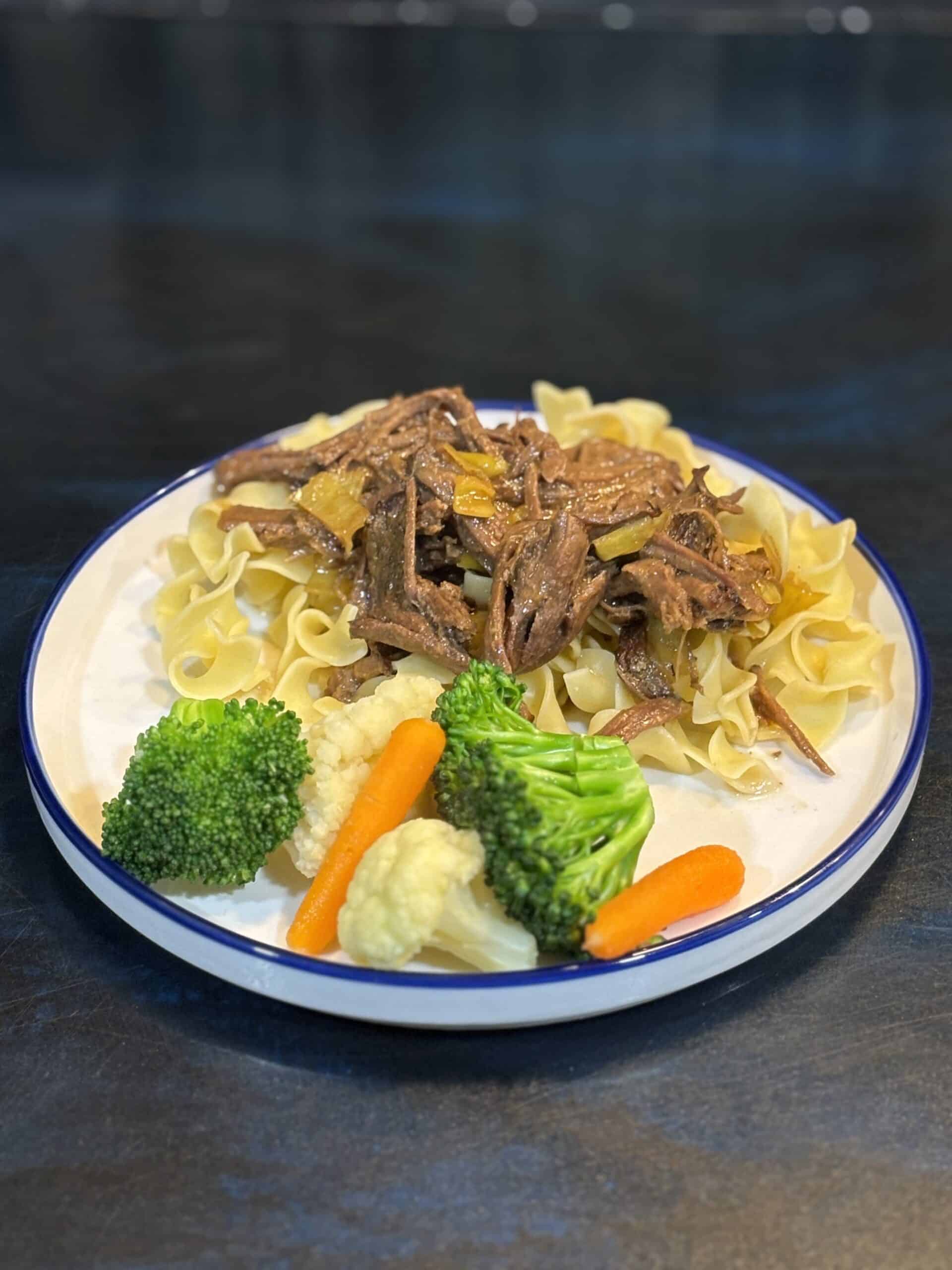 Mississippi Pot Roast: a plate of food on a table