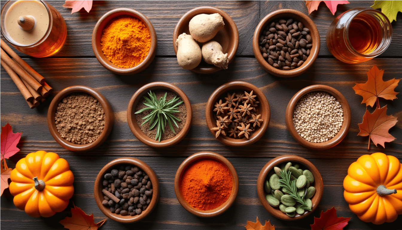 fall spices guide: fall spices in bowls